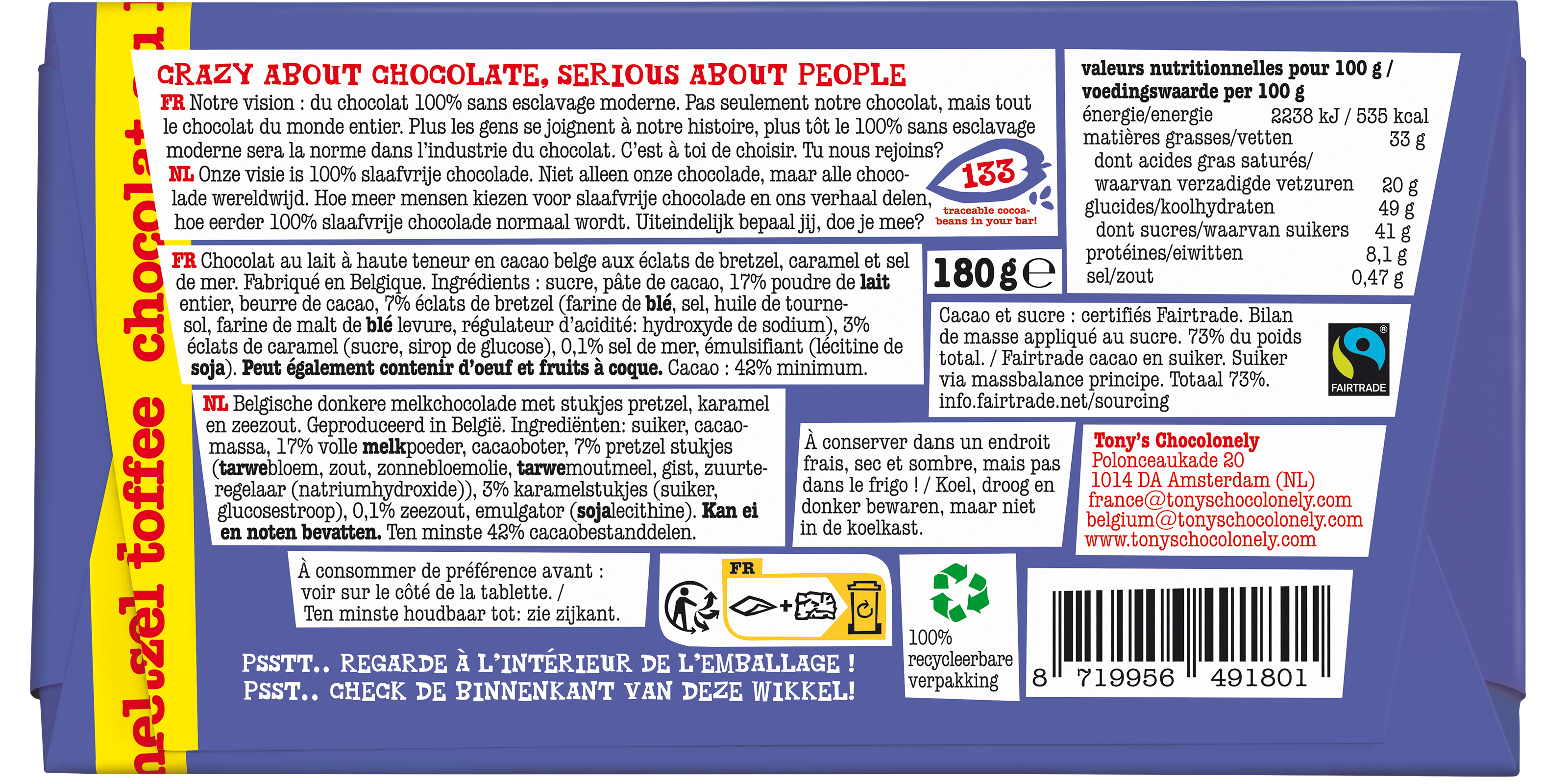 donkere melk pretzel toffee-Tony’s Chocolonely Belgium