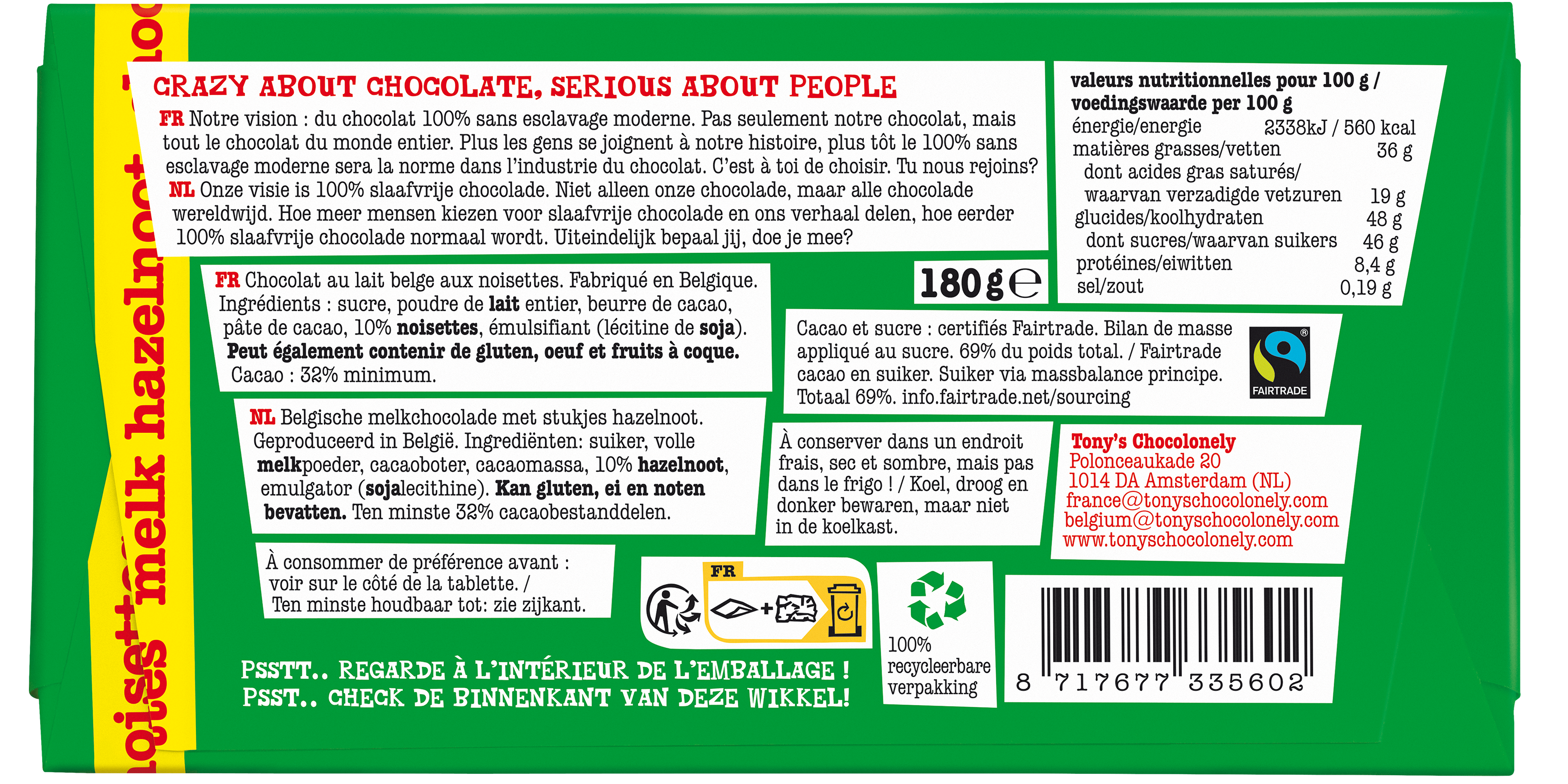 melk hazelnoot-Tony’s Chocolonely Belgium