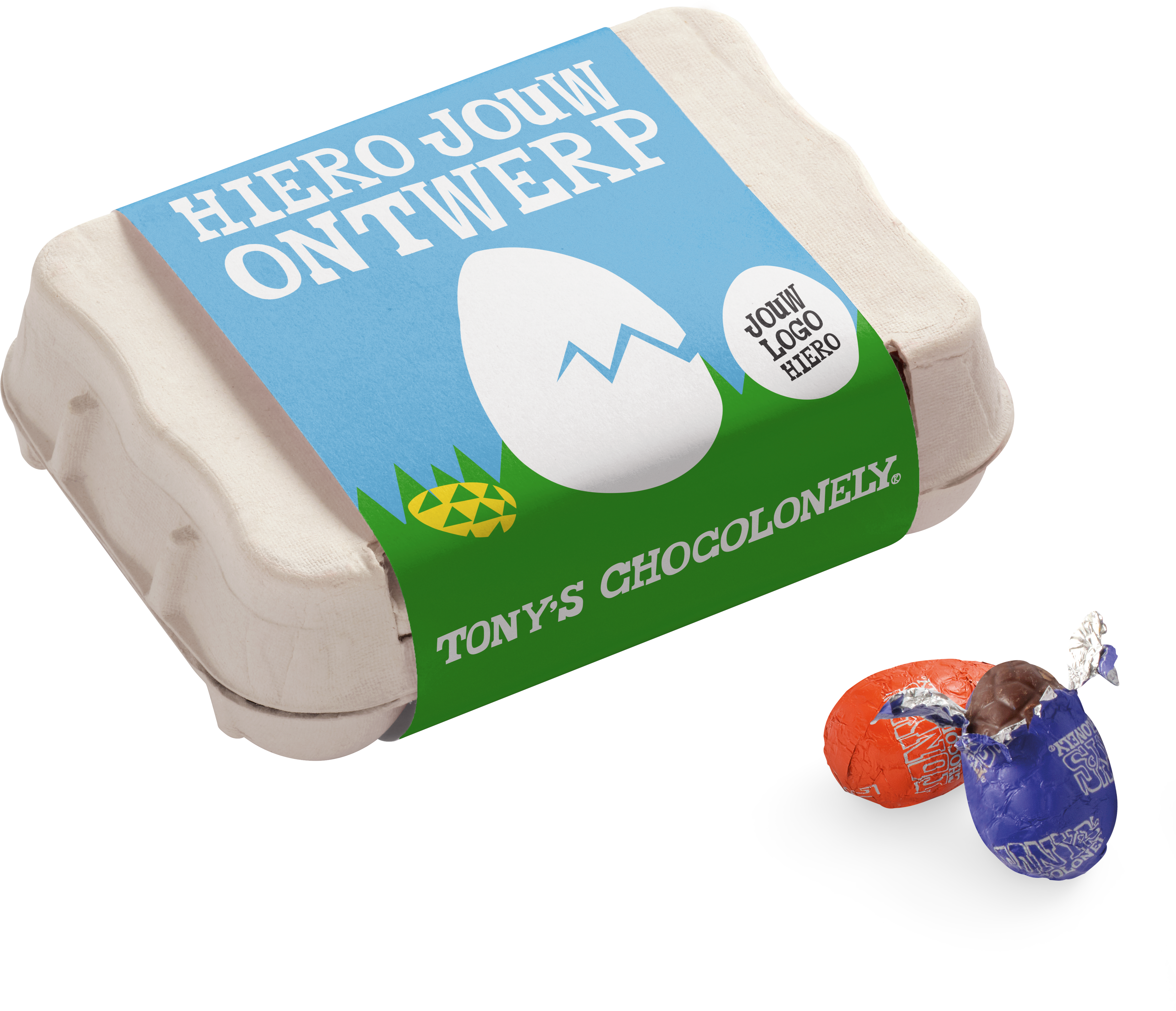 Persoonlijke eierdoos bij Pasen.