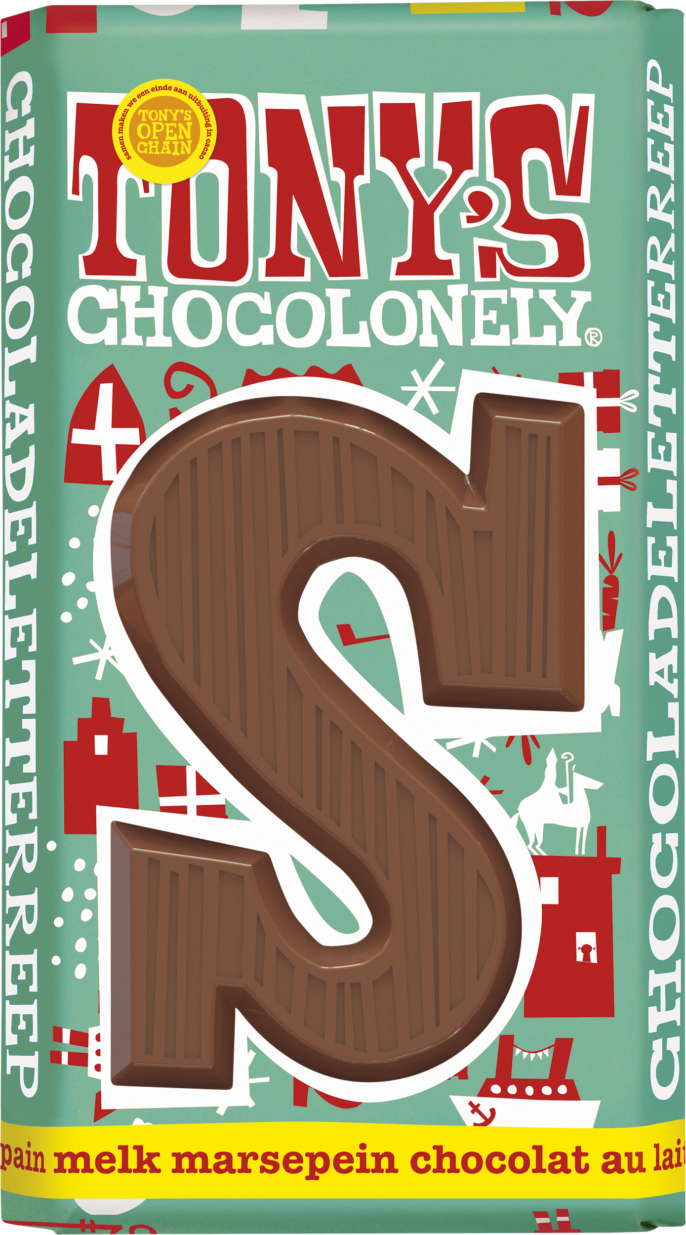 letterreep melk marsepein S-Tony’s Chocolonely Belgium