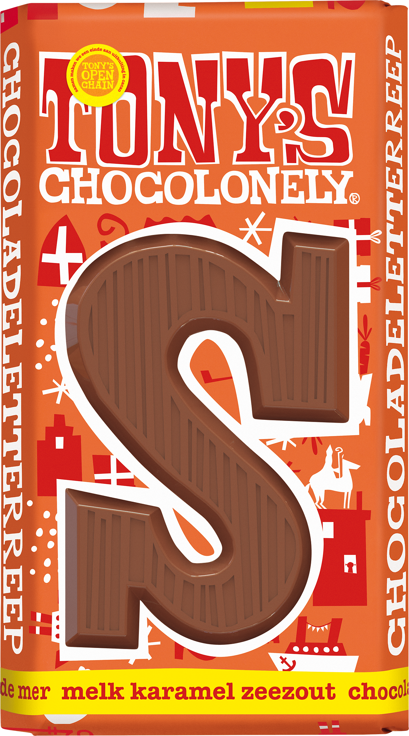 letterreep S melk karamel zeezout-Tony’s Chocolonely Belgium
