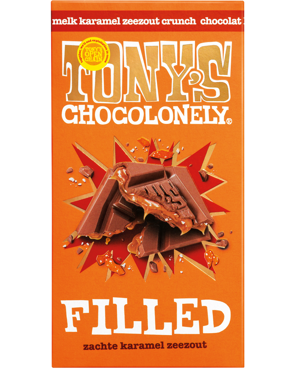 filled melkchocolade melk karamel zeezout crunch