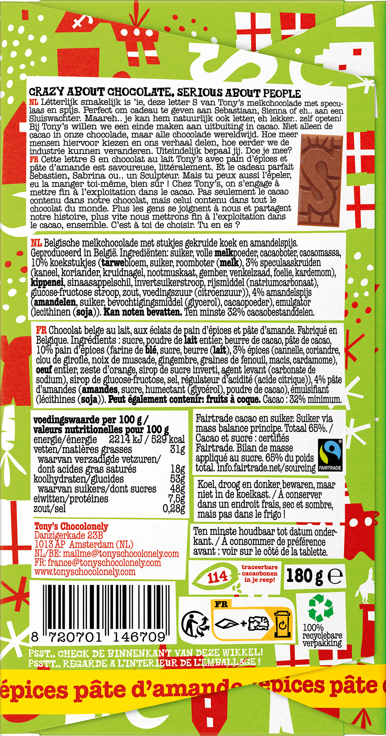 letterreep S melk spijs speculaas-Tony’s Chocolonely Belgium