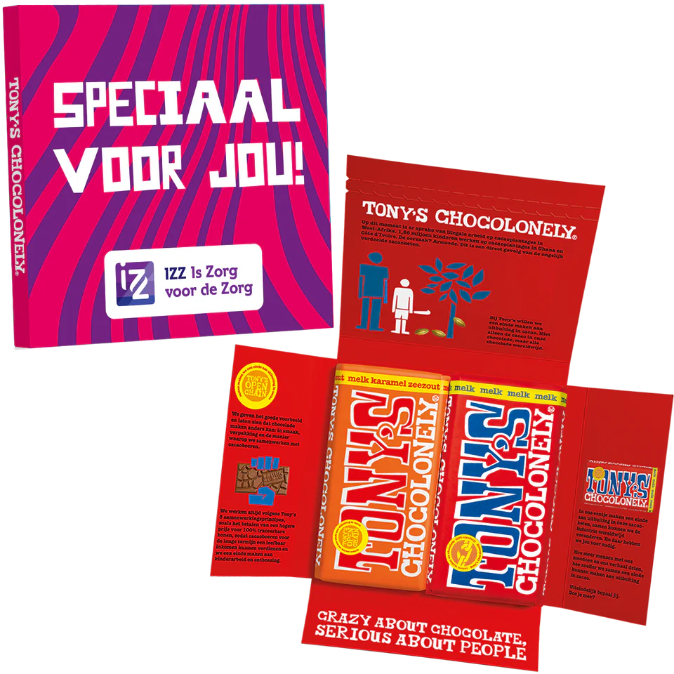 cadeau personnalisé avec 2 barres de chocolat