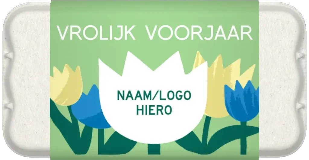 tulipes personnalisées dans une grande boîte à œufs