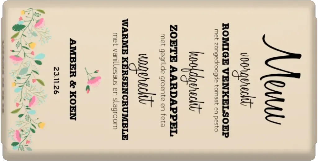 menu de mariage personnalisé