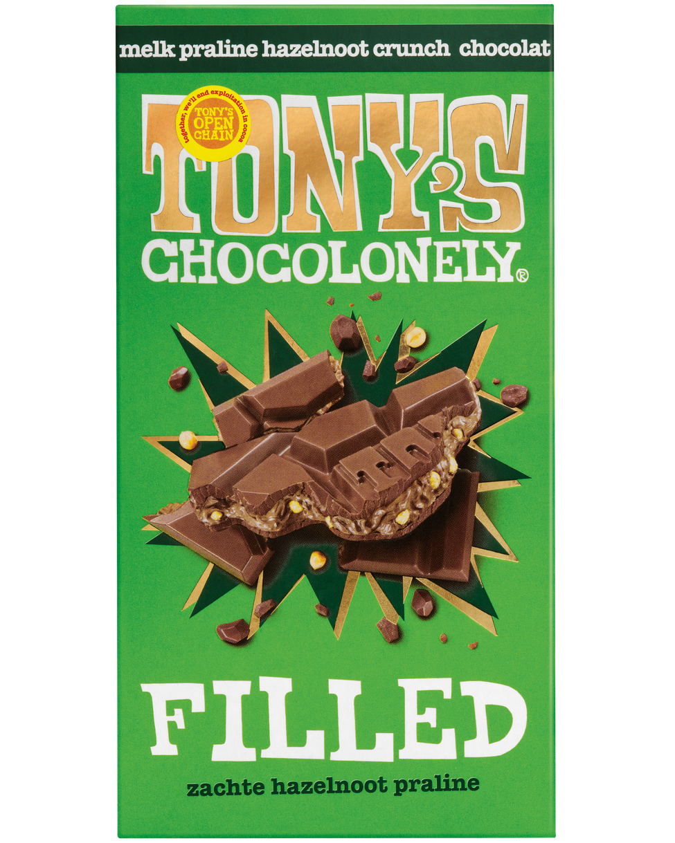 filled melkchocolade praline hazelnoot crunch