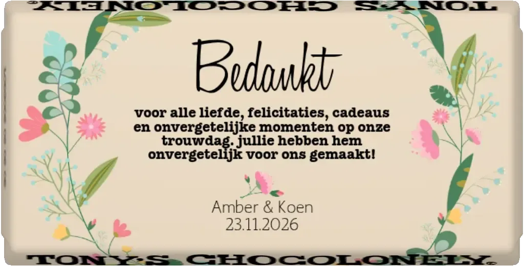 gepersonaliseerd bruiloft bedankt